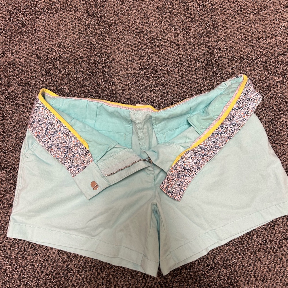 Cambridge Dry Goods Mint Green Women's Shorts with Floral Trim